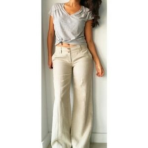 Michael Kors Linen mid rise Wide Leg Pants size 10